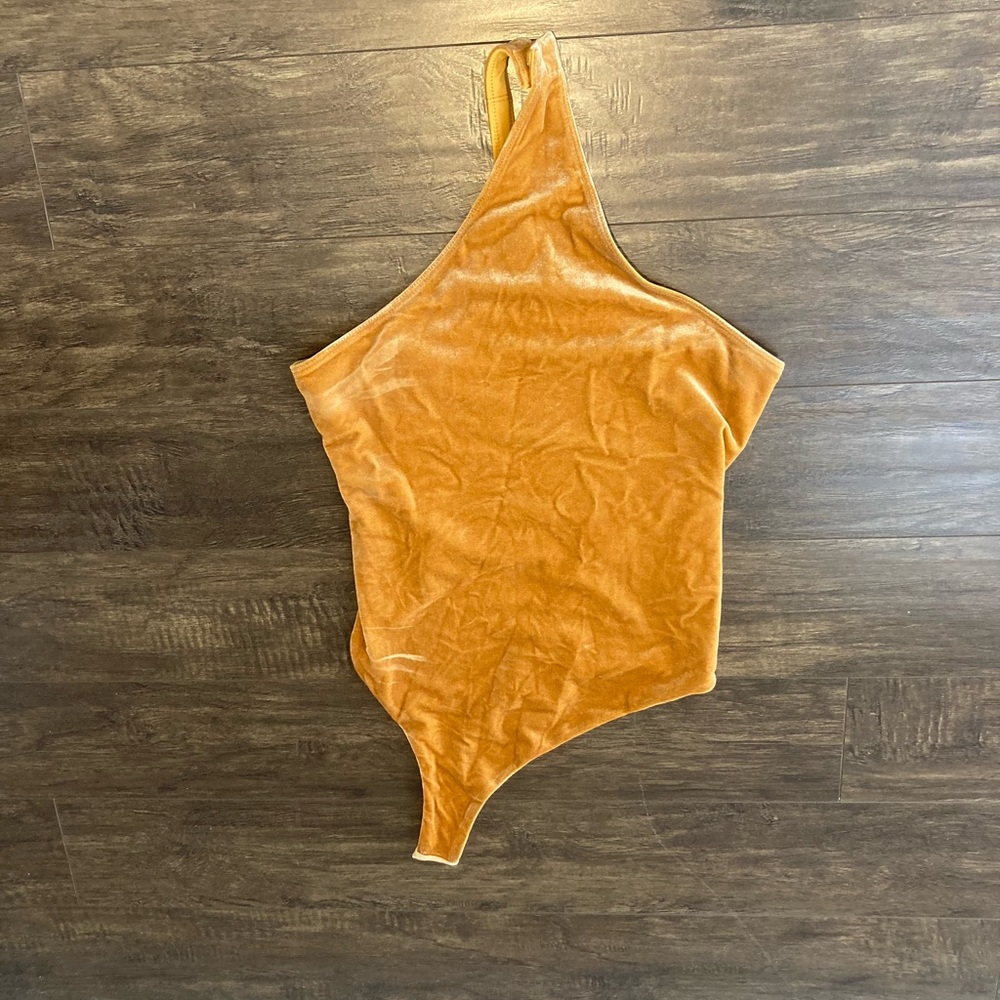 Fabletics gold plushy bodysuit size S